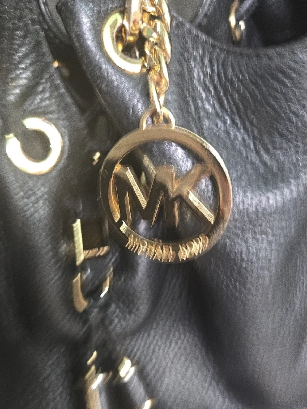 Michael Kors Black Pebbled Leather Hobo with Gold Hardware and Tassels - Picture 10 of 12
